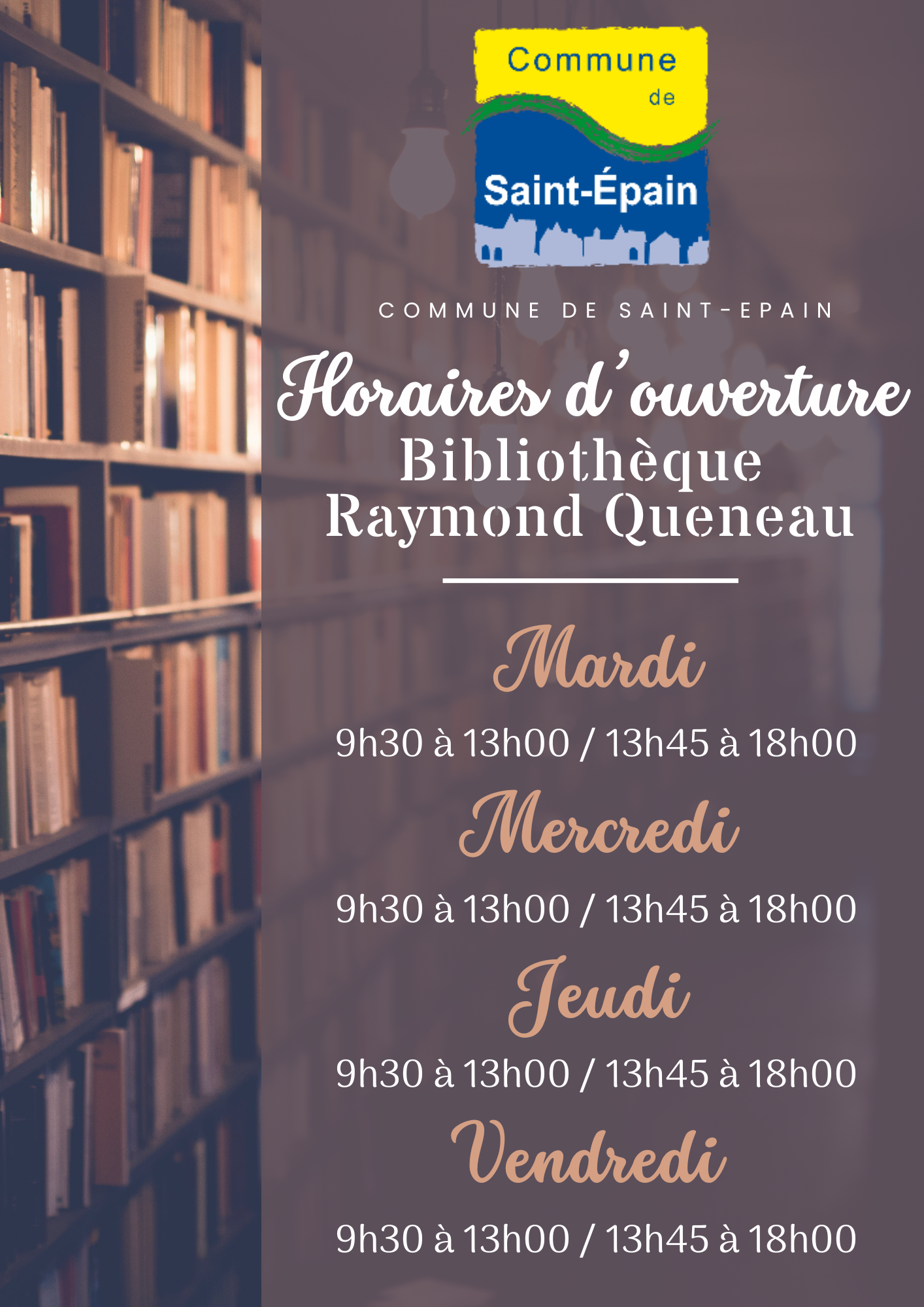 Horaires Bibliothèque Raymond Queneau