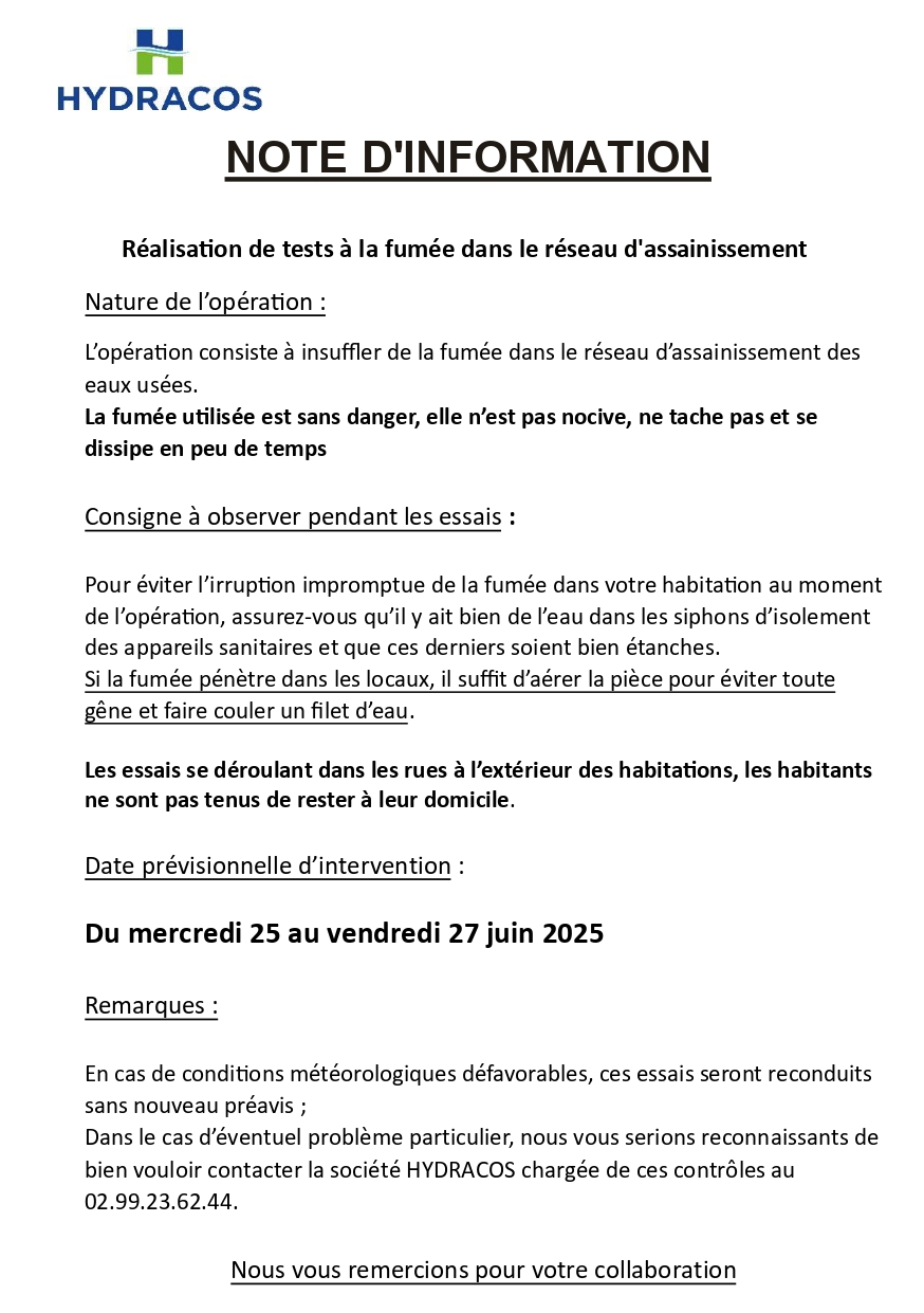 Tests fumée réseau d’assainissement
